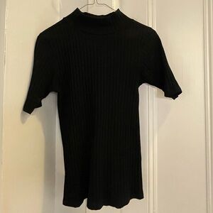 Loft Short Sleeved Ribbed Mock Neck Top